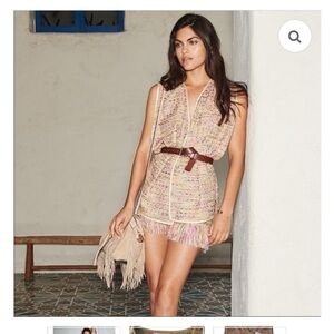 Diane Von Furstenberg Pink and Gold Novata Tweed Vest